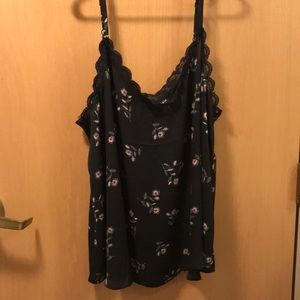 Black floral georgette lace cami